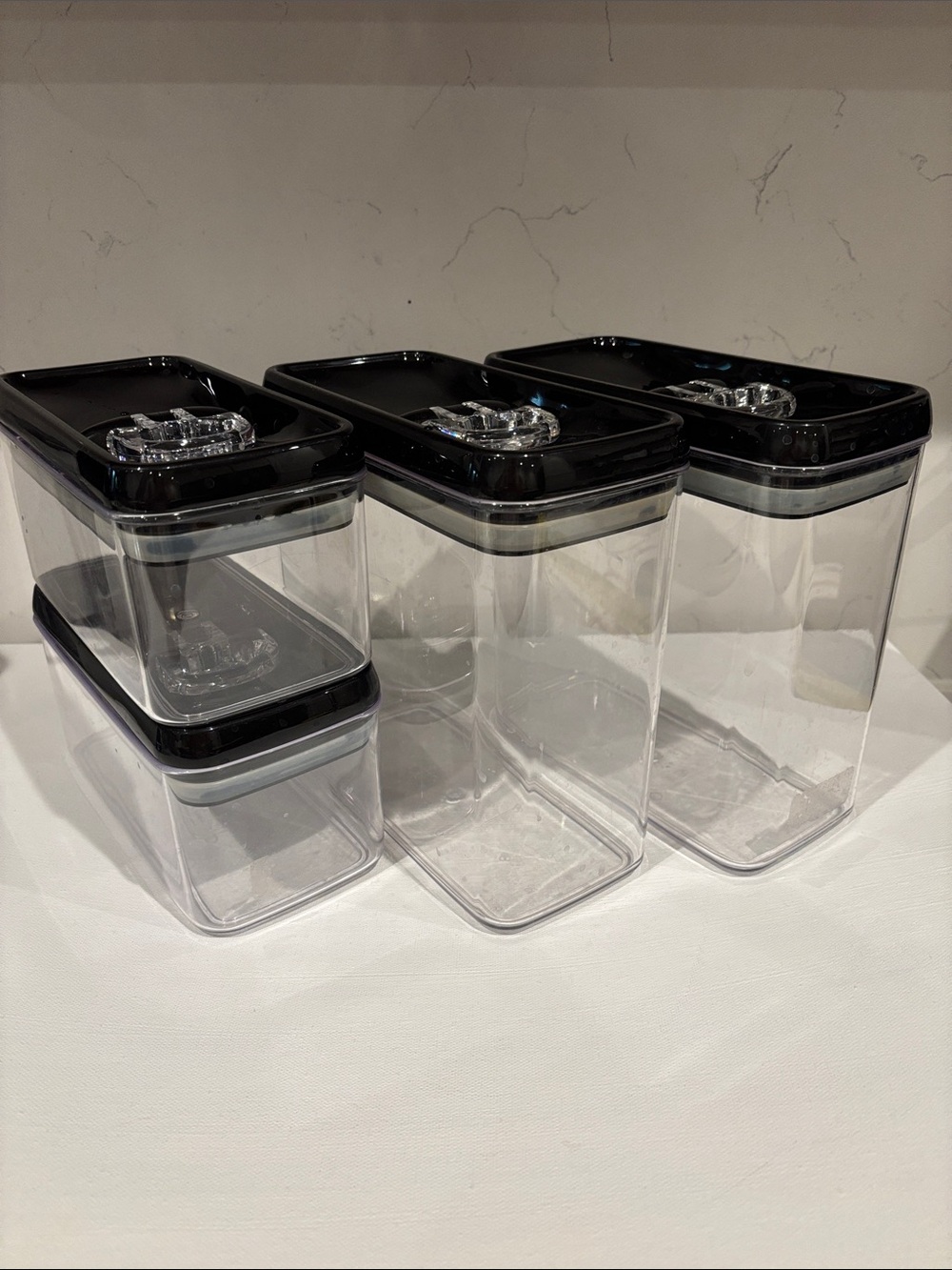 Clear Food Storage Canister Set with Black Lids - Picture 2 of 6